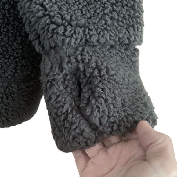 Te Verde Gray Sherpa Pullover Mock Neck Zip Sweatshirt Size Medium - Picture 6 of 11